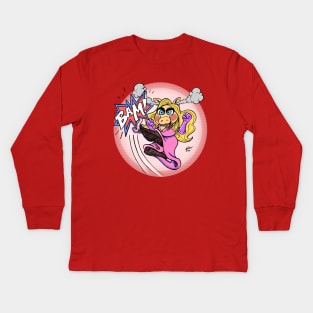 Angry Comic Book Piggy Kids Long Sleeve T-Shirt